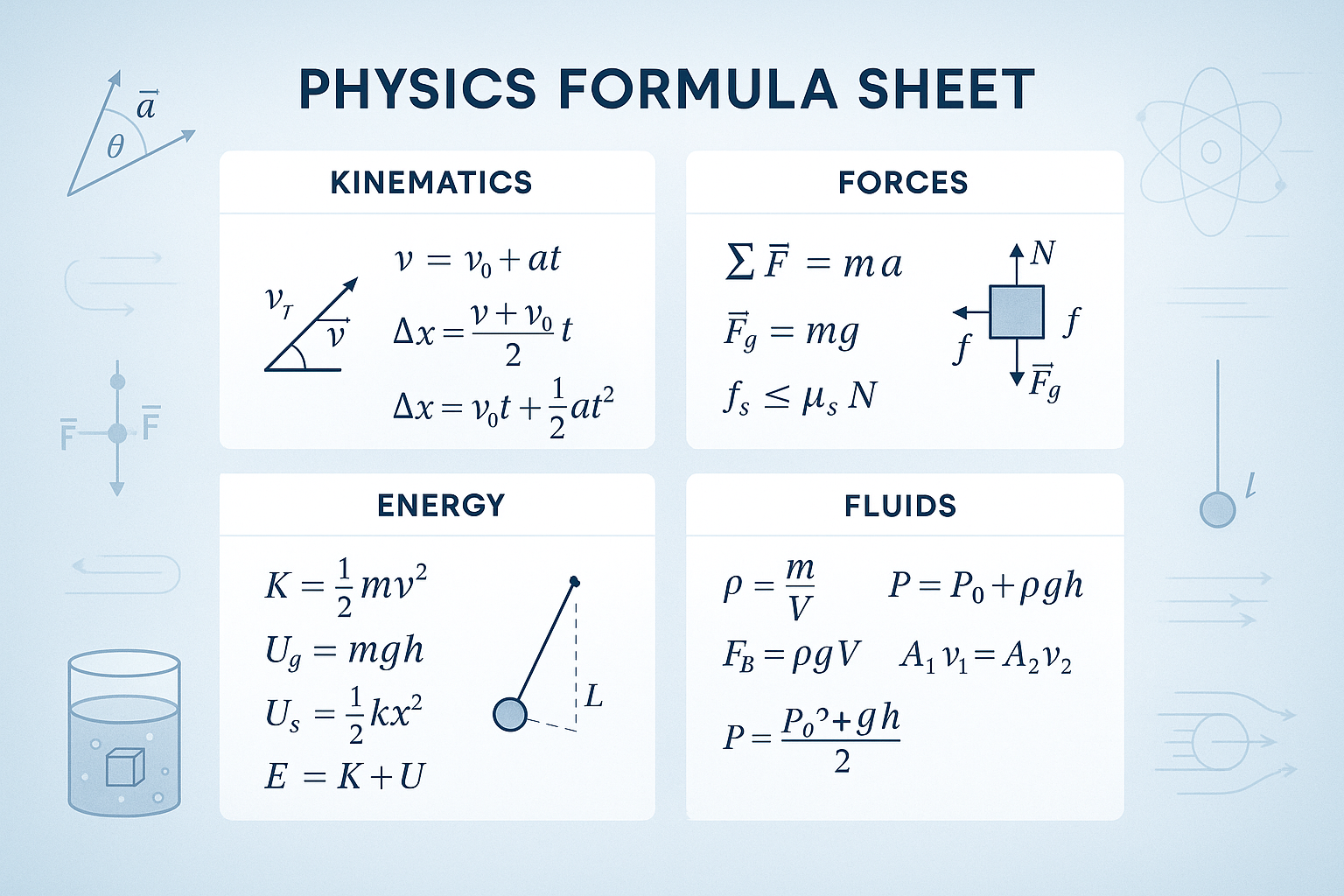 AP Physics 1 Formula Sheet for 2026 - Essential Equations | ++tutors
